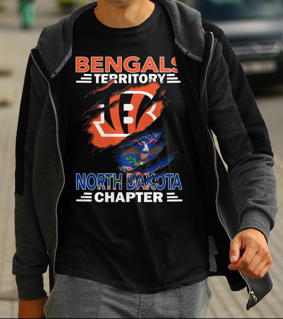 Bengals Territory North Dakota Chapter Logo With State Flag And Football Team T-Shirt