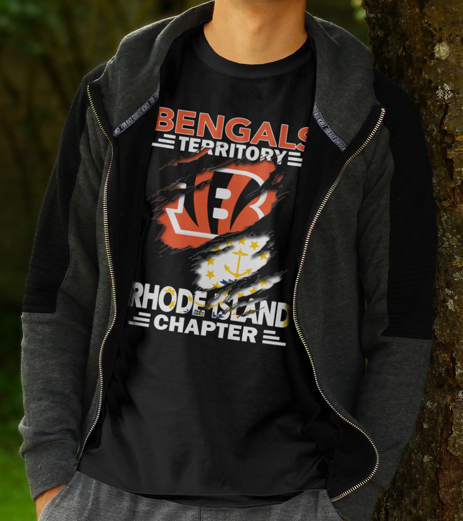 Bengals Territory Rhode Island Chapter Logo With State Flag Elements T-Shirt