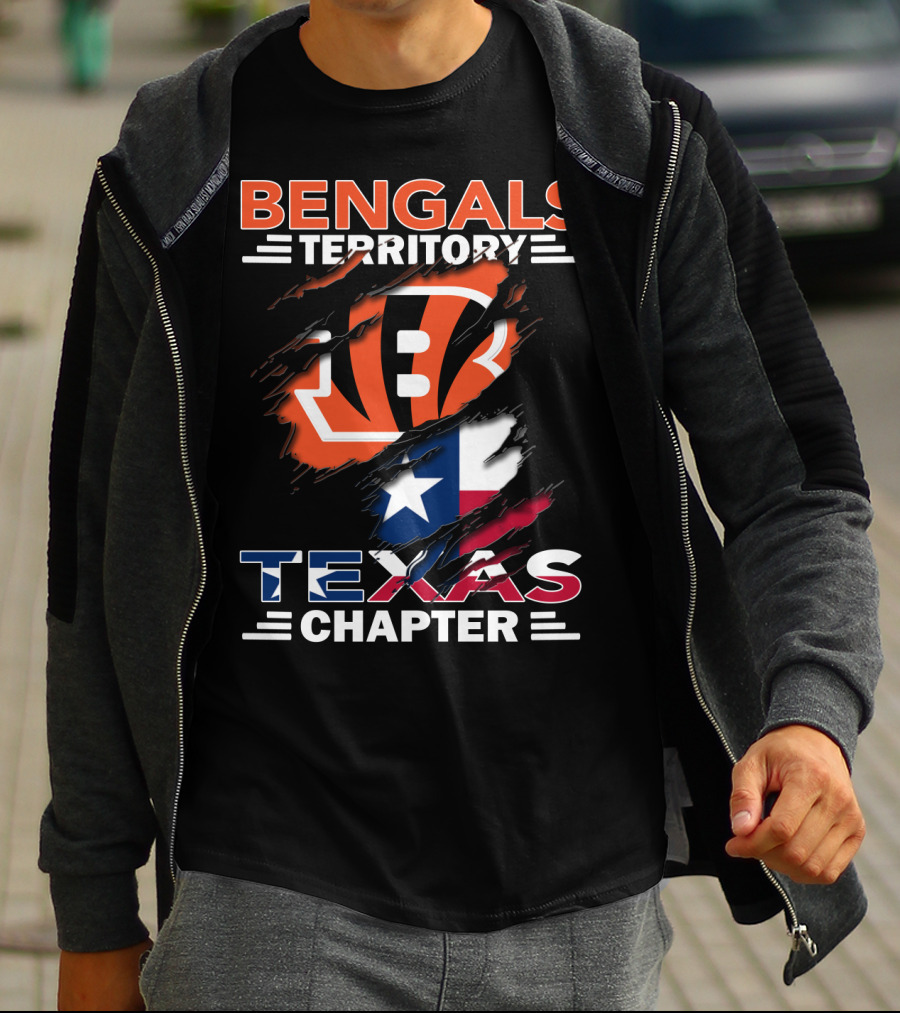 Bengals Territory Texas Chapter Cincinnati Bengals Logo With Texas Flag T-Shirt