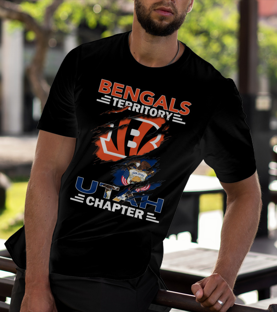 Bengals Territory Utah Chapter Emblem With Cincinnati Logo And Utah State T-Shirt