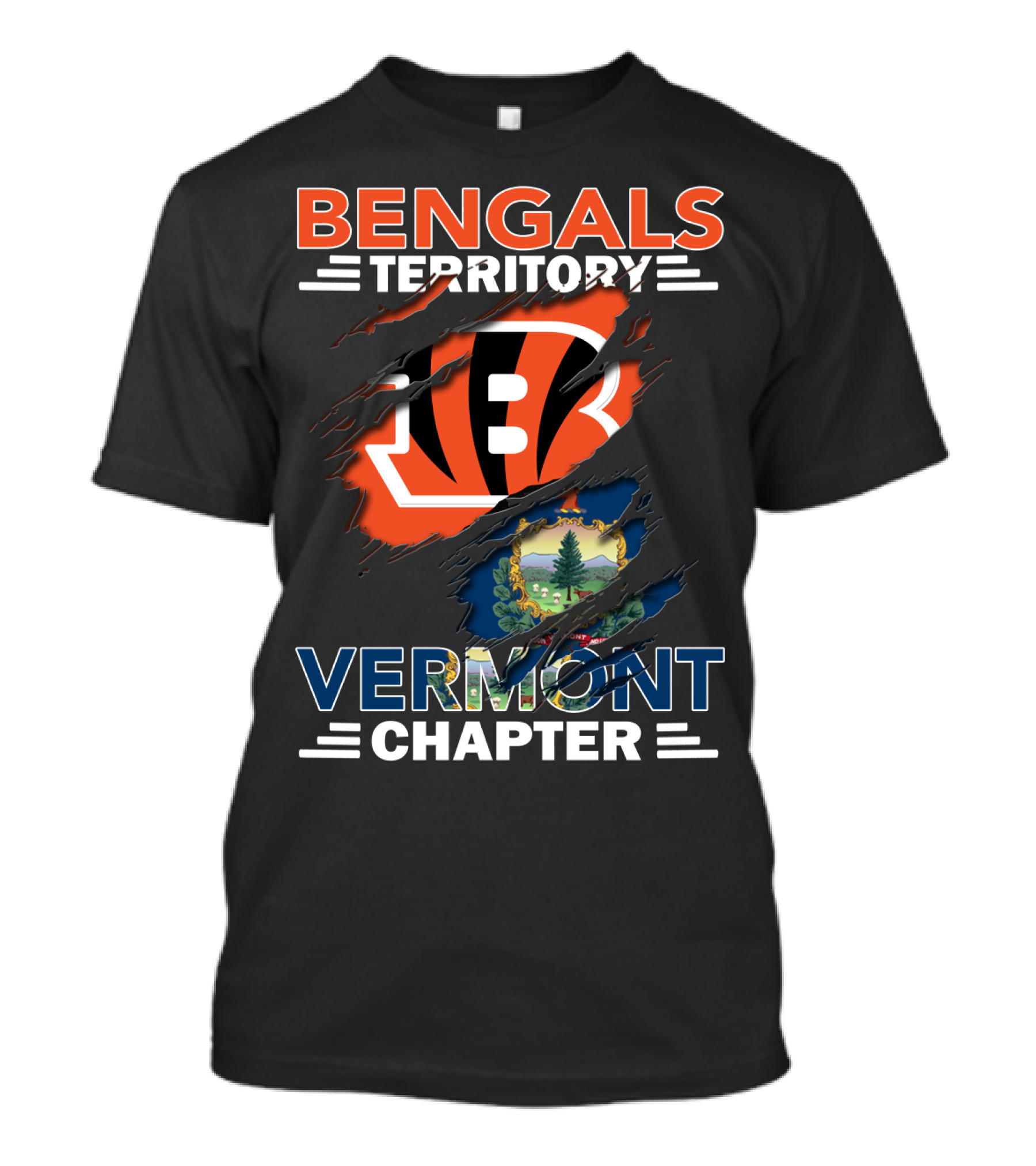 Bengals Territory Vermont Chapter Football Logo And State Flag T-Shirt