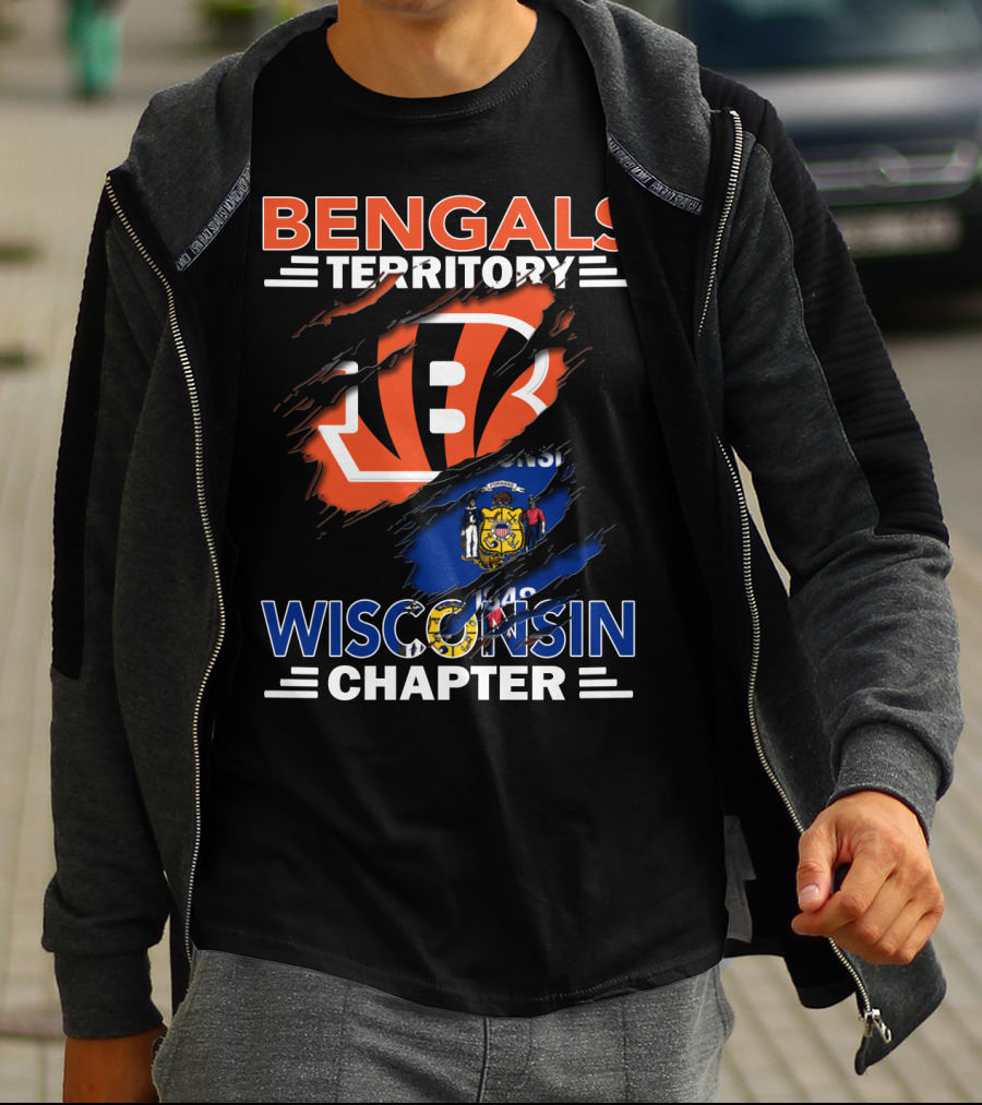 Bengals Territory Wisconsin Chapter With Cincinnati Bengals Logo And Wisconsin State Flag T-Shirt
