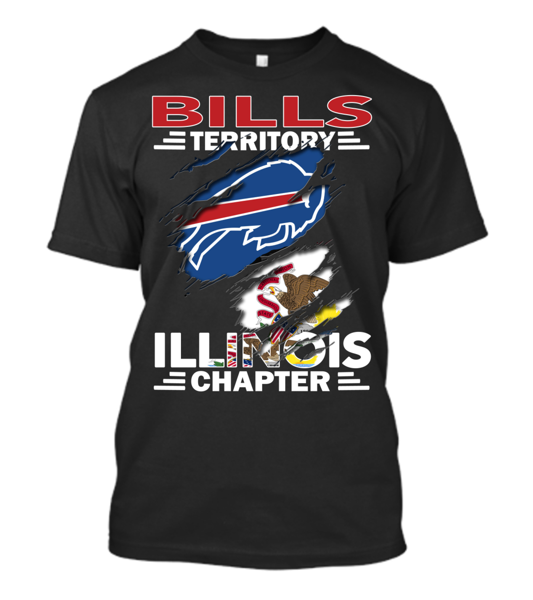 Bills Territory Illinois Chapter Buffalo Logo And Illinois Flag T-Shirt