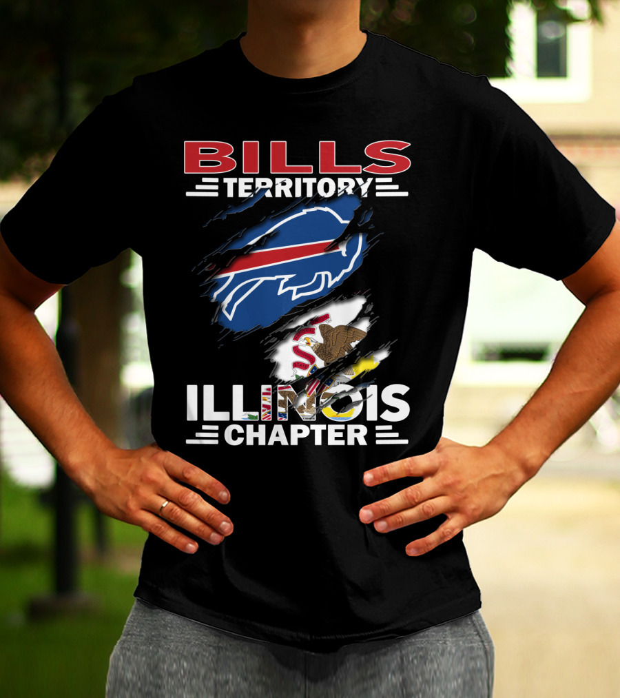 Bills Territory Illinois Chapter Buffalo Logo And Illinois Flag T-Shirt
