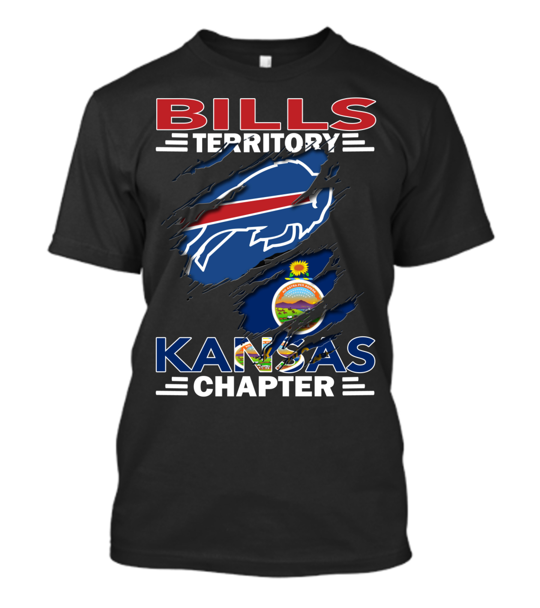 BILLS TERRITORY KANSAS CHAPTER BUFFALO BILLS LOGO KANSAS FLAG T-Shirt