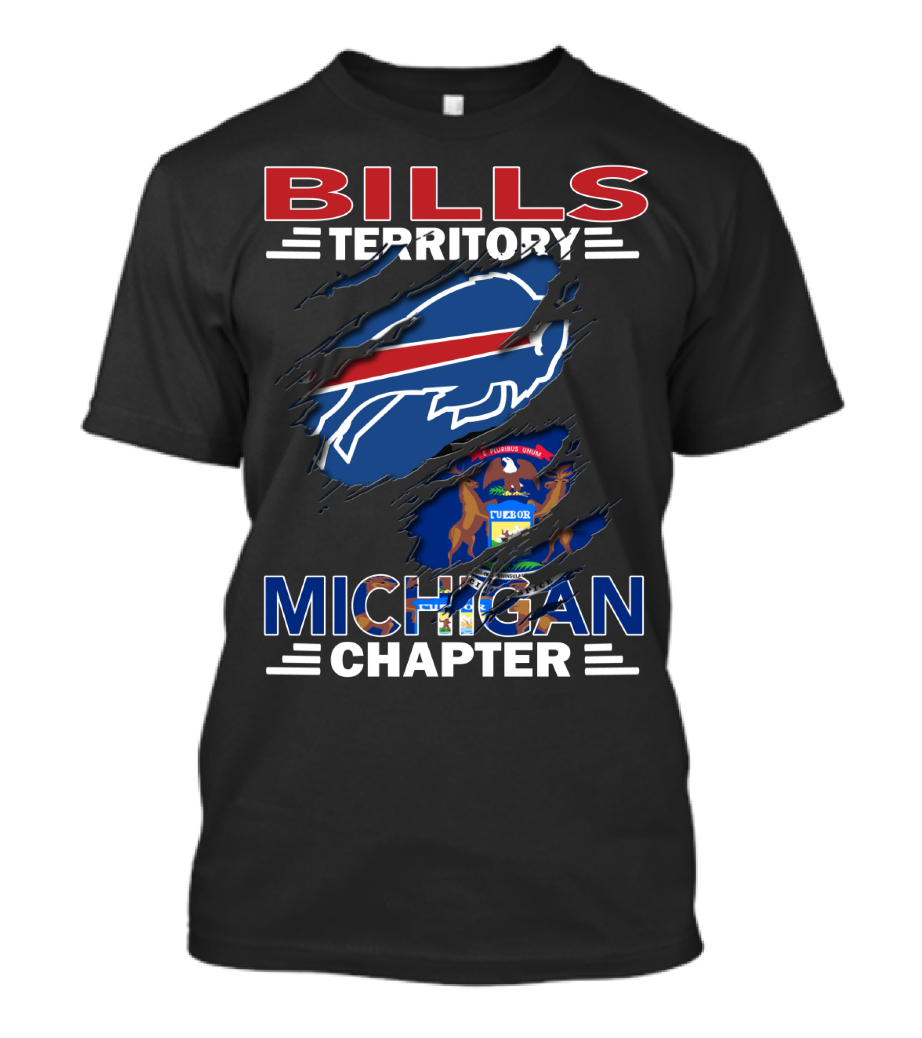 Bills Territory Michigan Chapter Buffalo Football Fan Club Michigan Flag Background T-Shirt