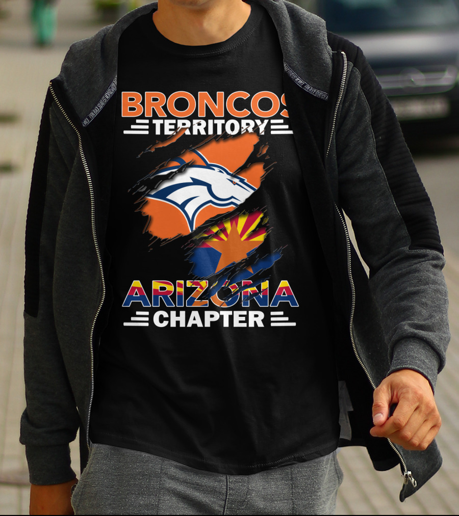Broncos Territory Arizona Chapter Denver Football Fan Club Logo State Flag T-Shirt
