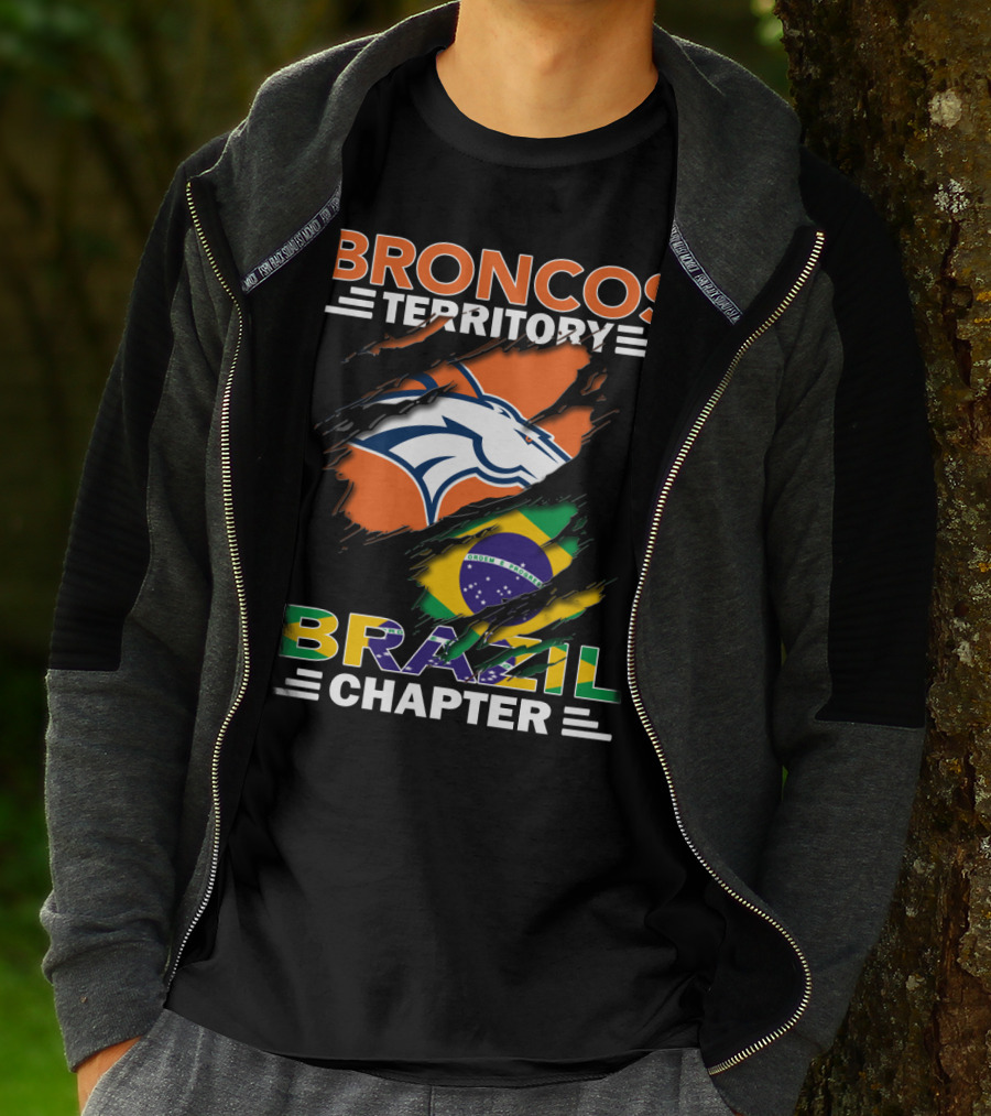 Broncos Territory Brazil Chapter NFL Fan Club Brazilian Flag T-Shirt