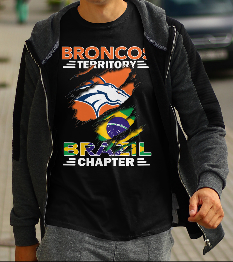 Broncos Territory Brazil Chapter NFL Fan Club Brazilian Flag T-Shirt