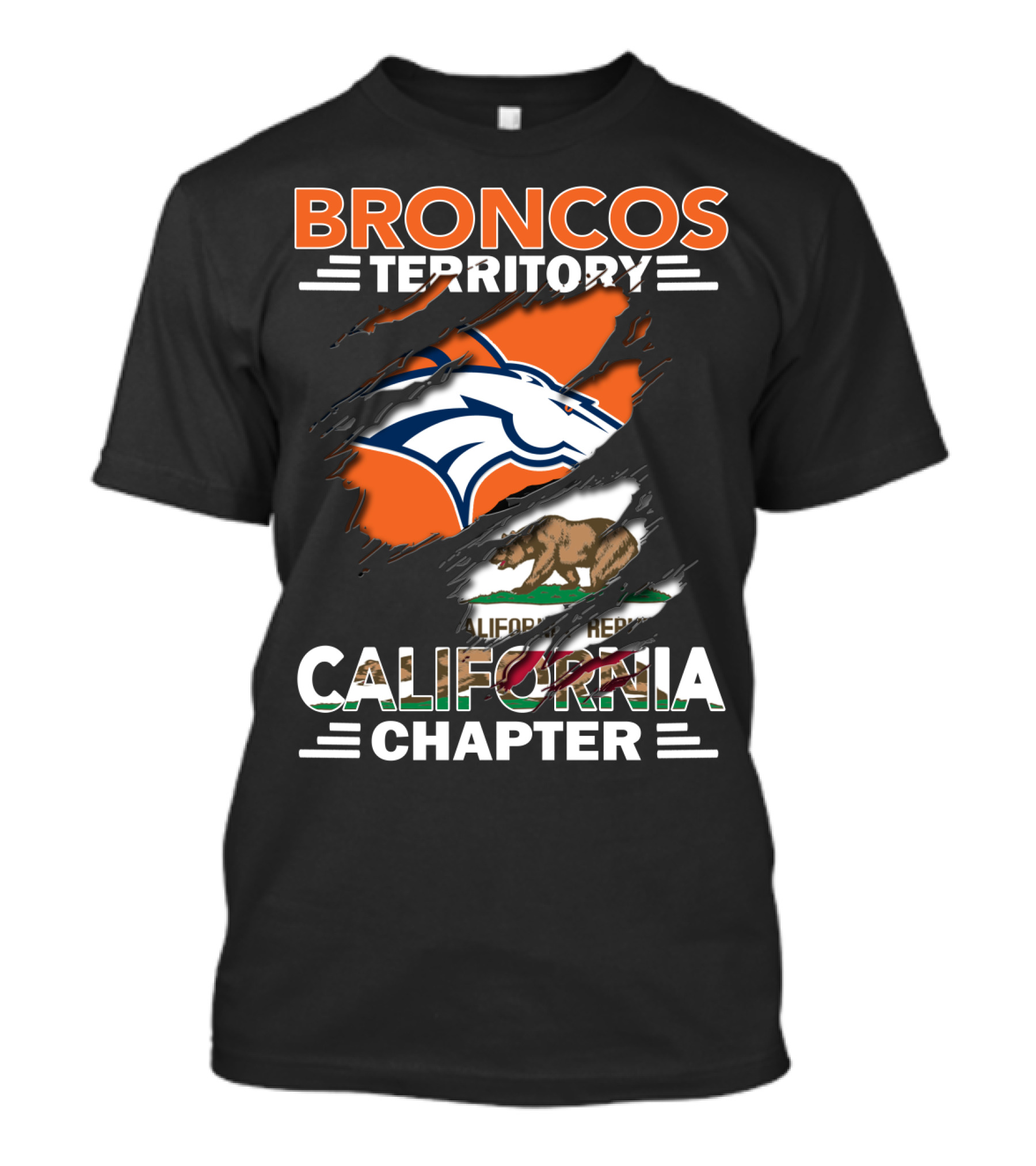Broncos Territory California Chapter With Logo And Bear Flag Elements T-Shirt