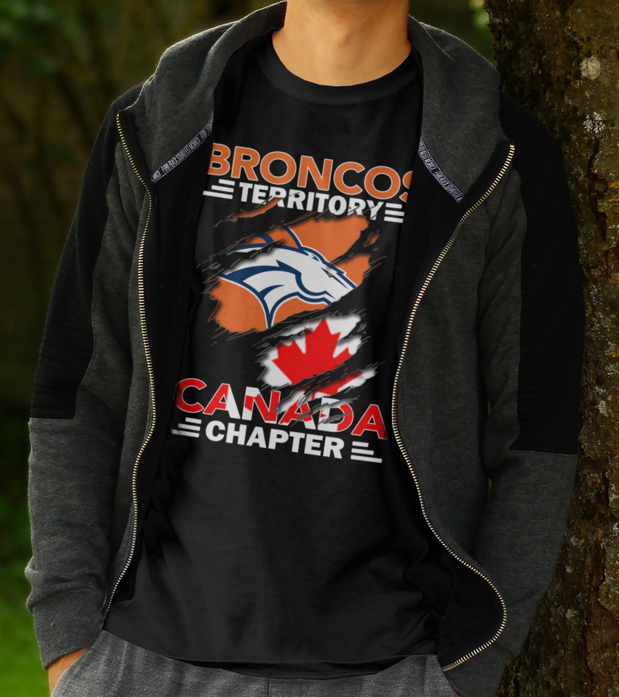 Broncos Territory Canada Chapter Logo With Maple Leaf And Horse Head T-Shirt