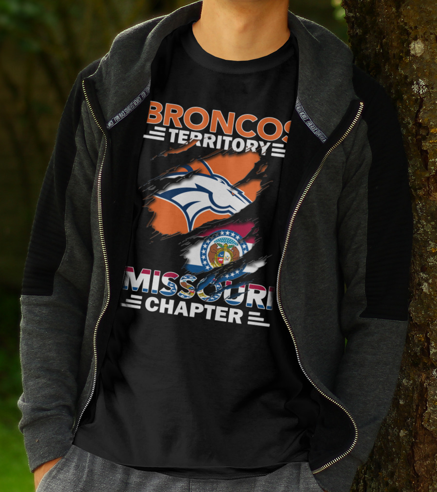 Broncos Territory Missouri Chapter Denver Broncos Logo And Missouri State Flag T-Shirt