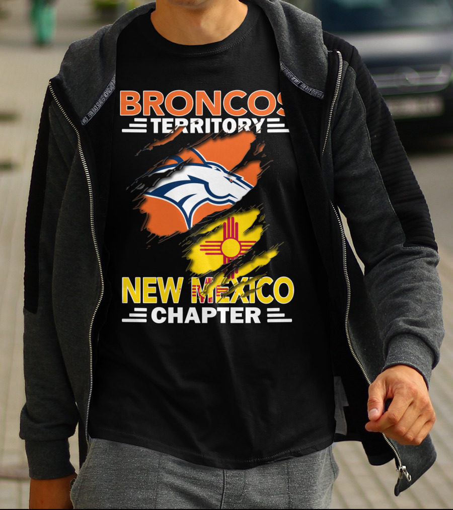 Broncos Territory New Mexico Chapter Ripped Logo And Zia T-Shirt