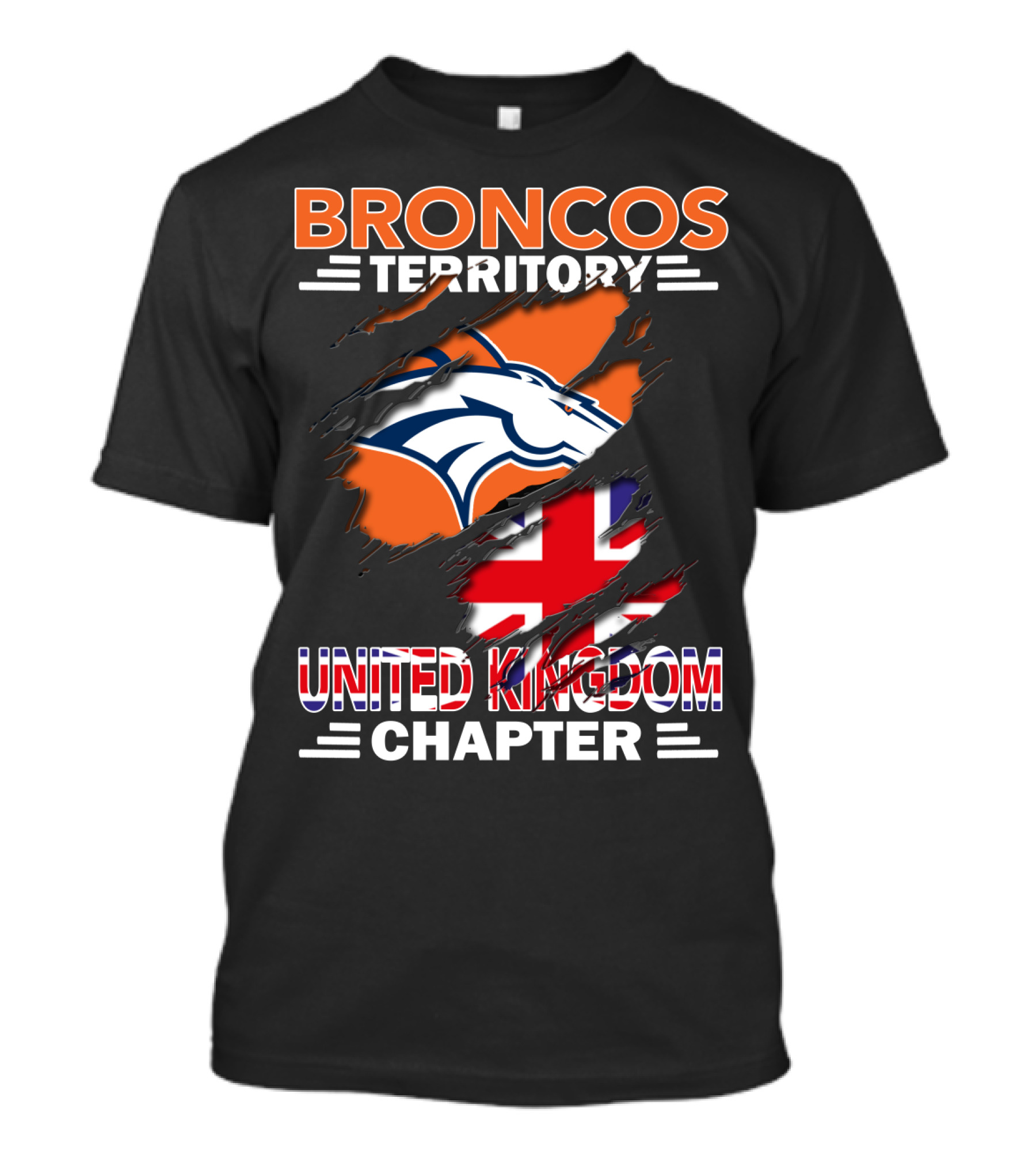 Broncos Territory United Kingdom Chapter Broncos Logo And Flag T-Shirt