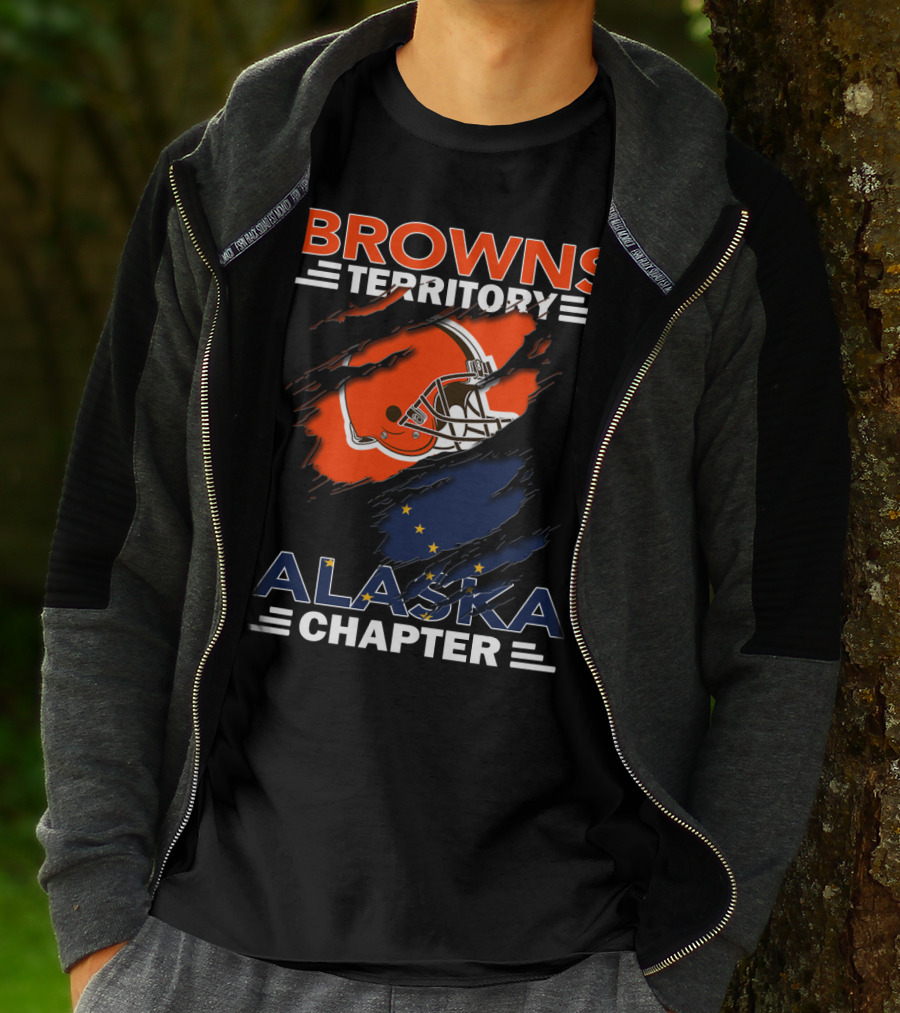 Browns Territory Alaska Chapter Football Helmet And Alaska Flag Integration T-Shirt