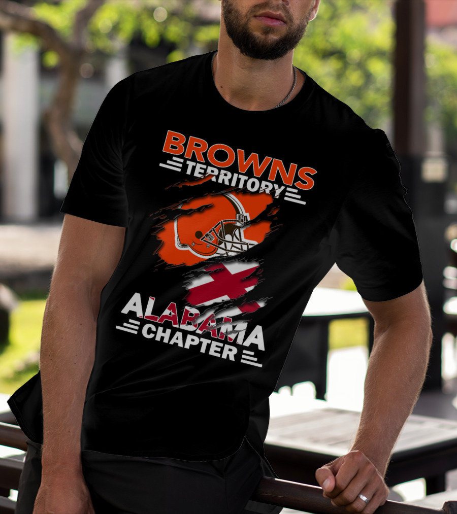 Browns Territory Alabama Chapter Football Helmet And Cross T-Shirt