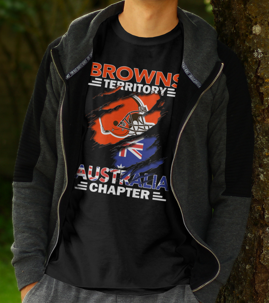 Browns Territory Australia Chapter Helmet With Flag T-Shirt