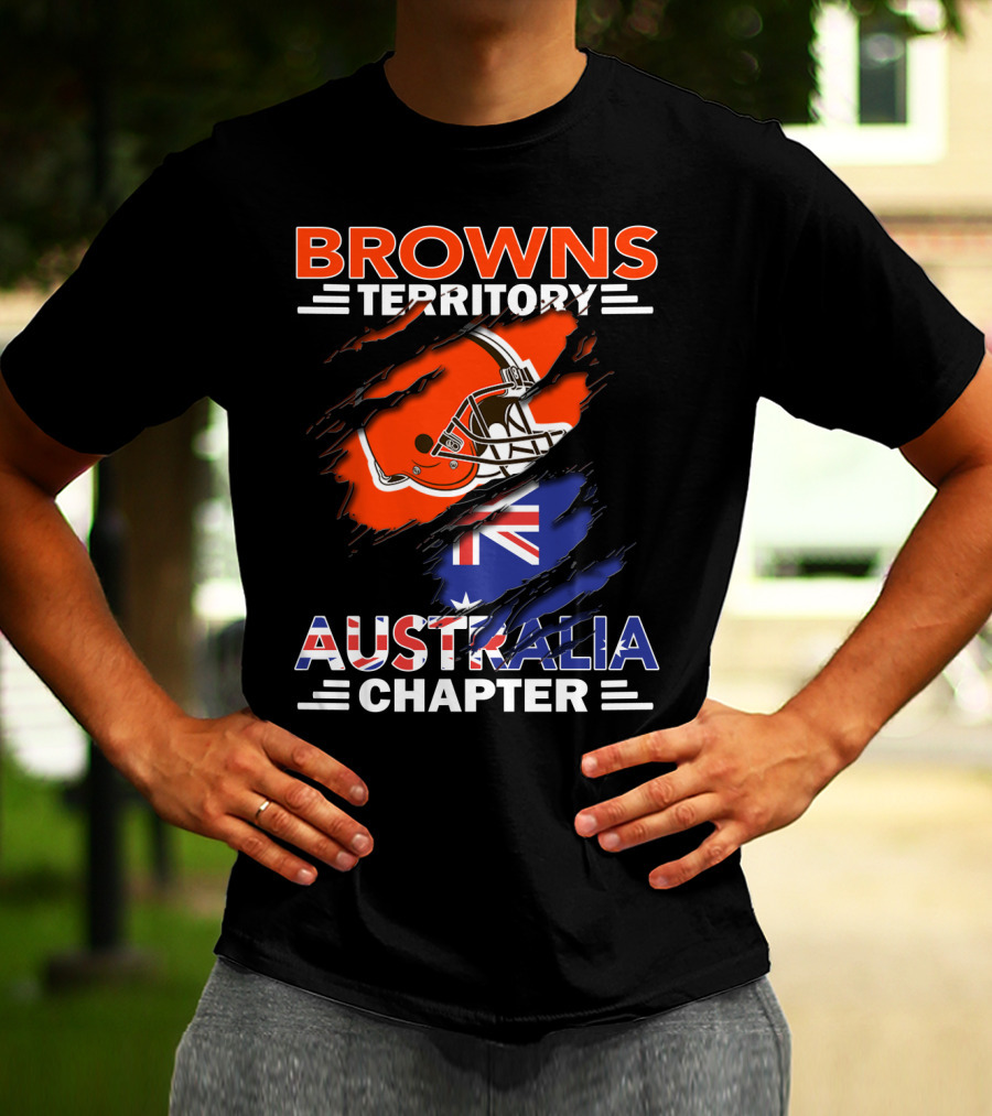 Browns Territory Australia Chapter Helmet With Flag T-Shirt
