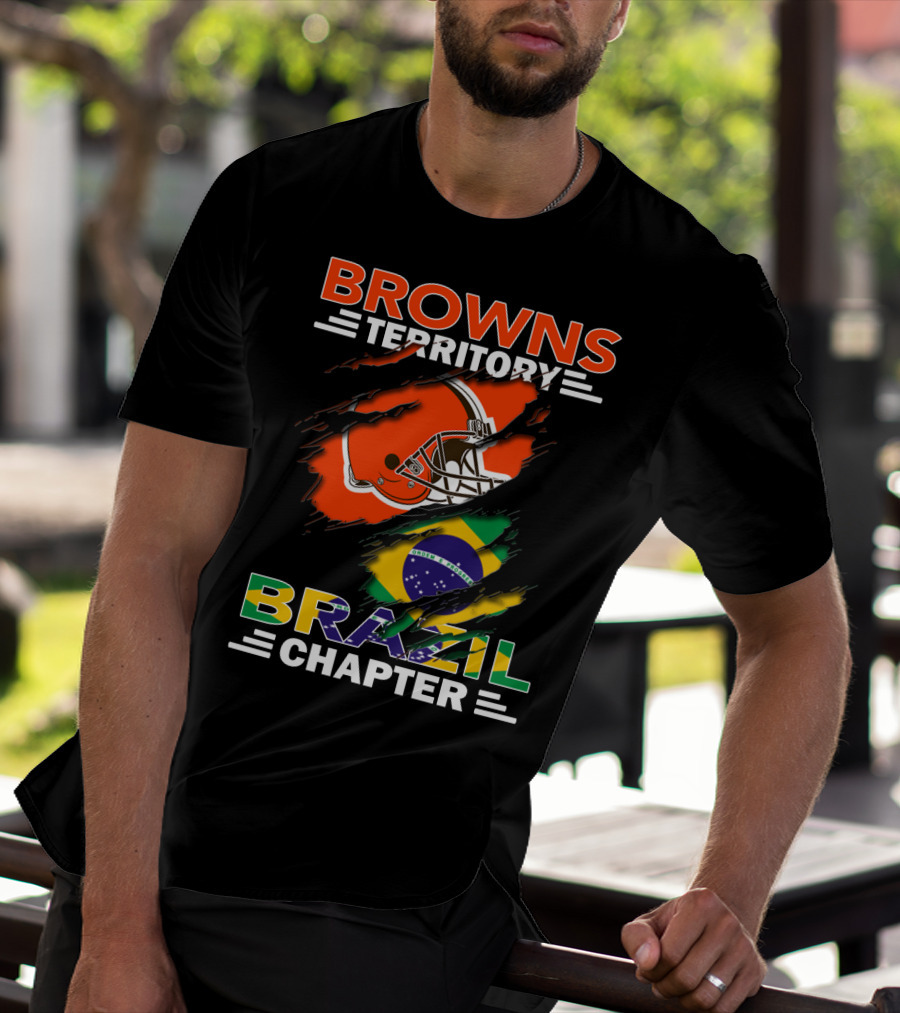 Browns Territory Brazil Chapter Helmet And Flag T-Shirt