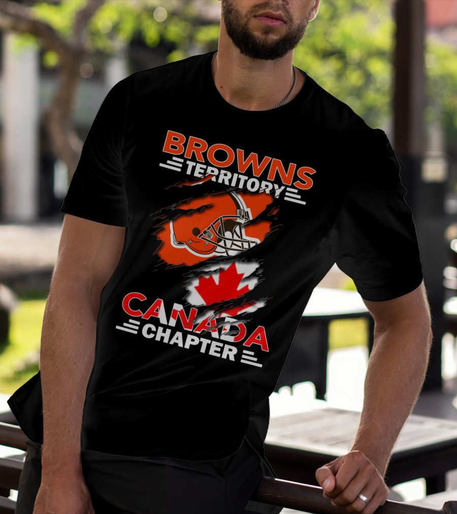 Browns Territory Canada Chapter Helmet And Maple Leaf T-Shirt
