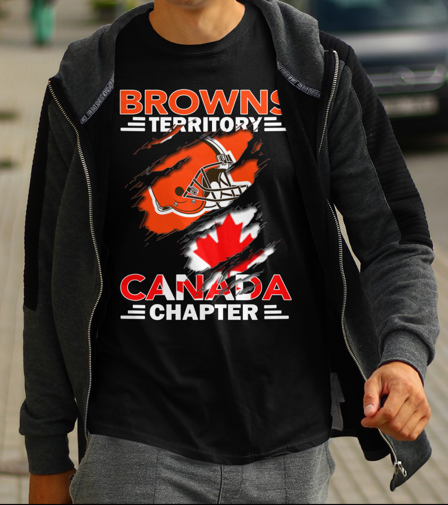 Browns Territory Canada Chapter Helmet And Maple Leaf T-Shirt