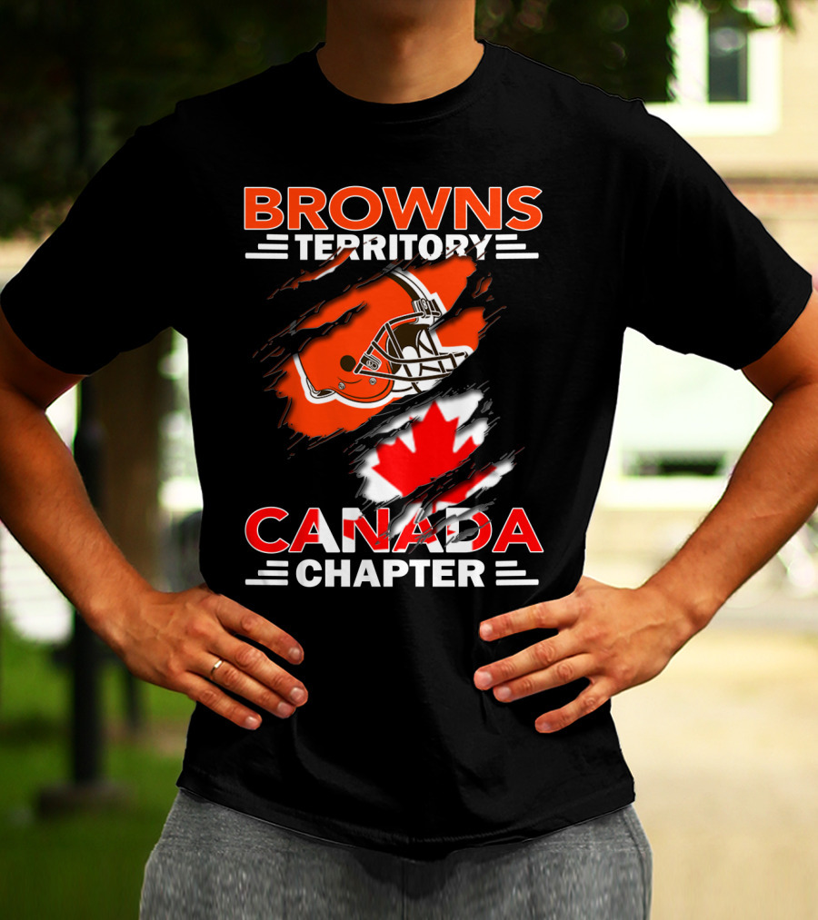 Browns Territory Canada Chapter Helmet And Maple Leaf T-Shirt