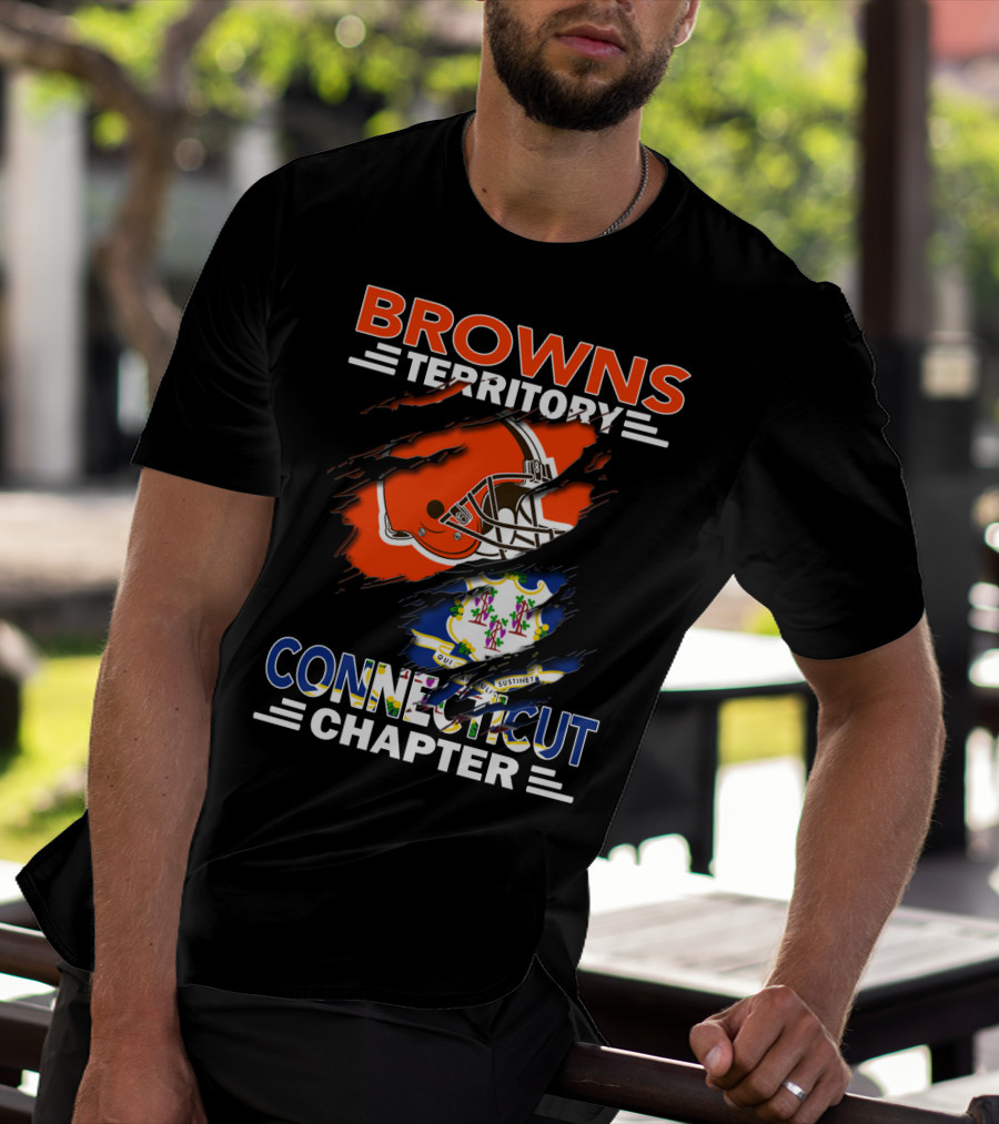 Browns Territory Connecticut Chapter Football Helmet And State Flag T-Shirt