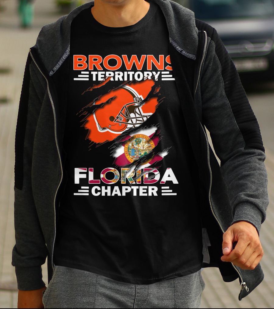Browns Territory Florida Chapter Football Helmet And State Flag T-Shirt