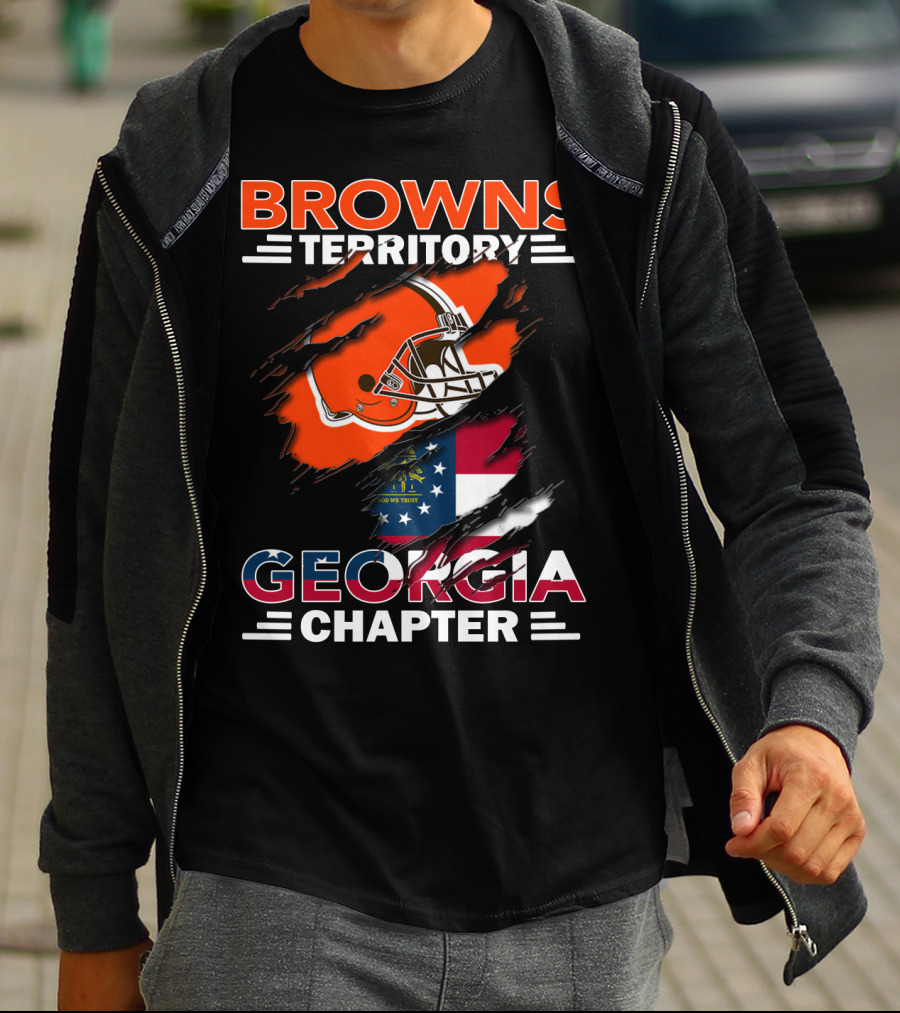 Browns Territory Georgia Chapter Helmet And Flag T-Shirt