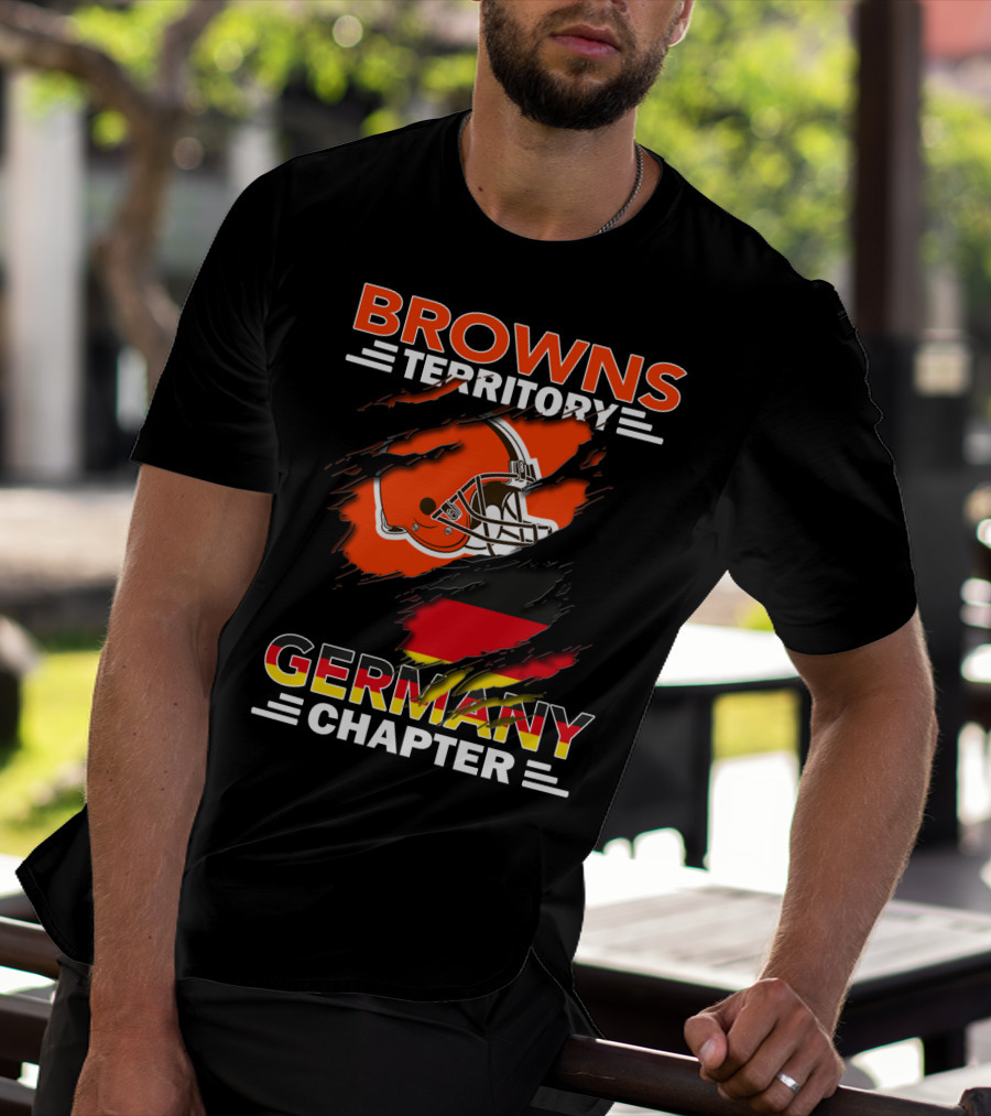 Browns Territory Germany Chapter Helmet And Flag T-Shirt