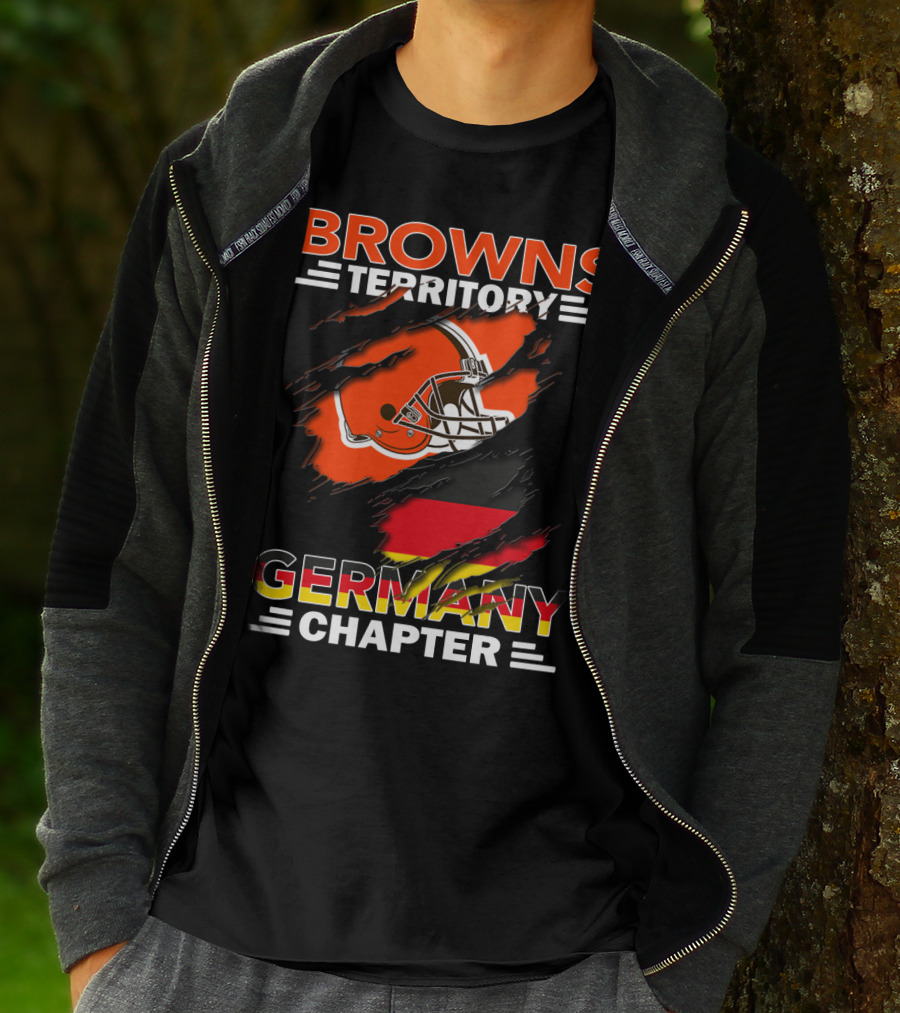 Browns Territory Germany Chapter Helmet And Flag T-Shirt