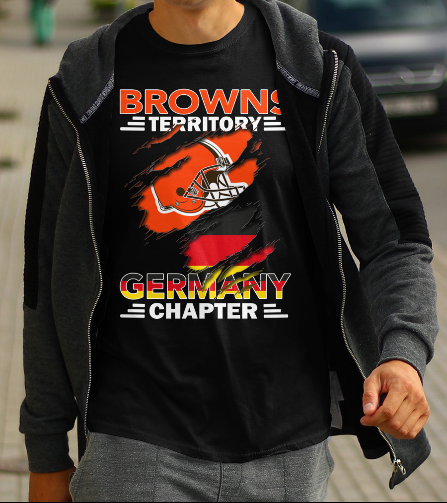 Browns Territory Germany Chapter Helmet And Flag T-Shirt