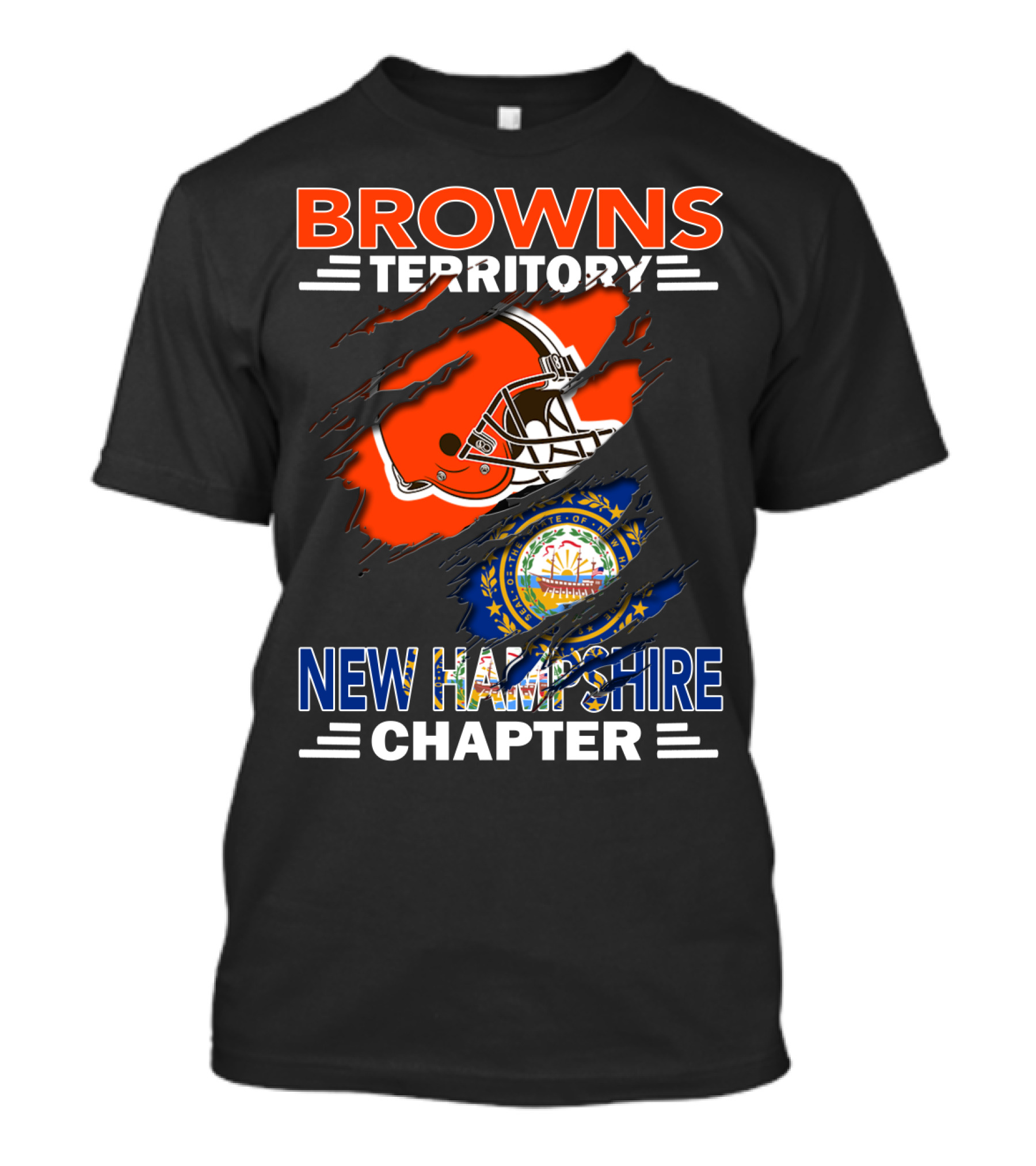 Browns Territory New Hampshire Chapter Football Helmet And State Seal T-Shirt