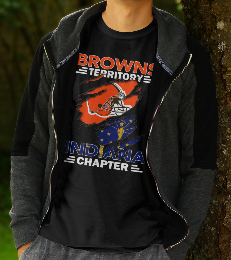 Browns Territory Indiana Chapter Helmet And Indiana Flag T-Shirt