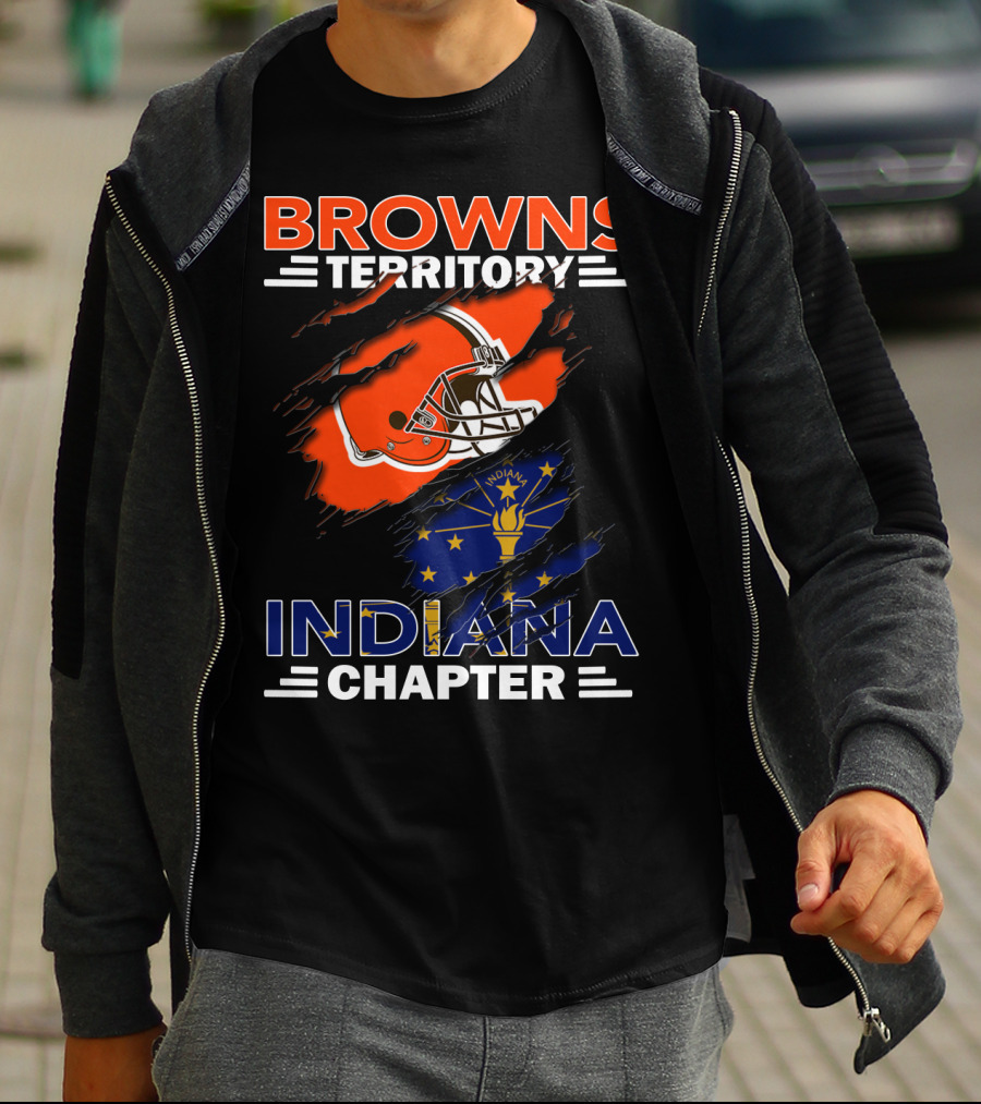 Browns Territory Indiana Chapter Helmet And Indiana Flag T-Shirt