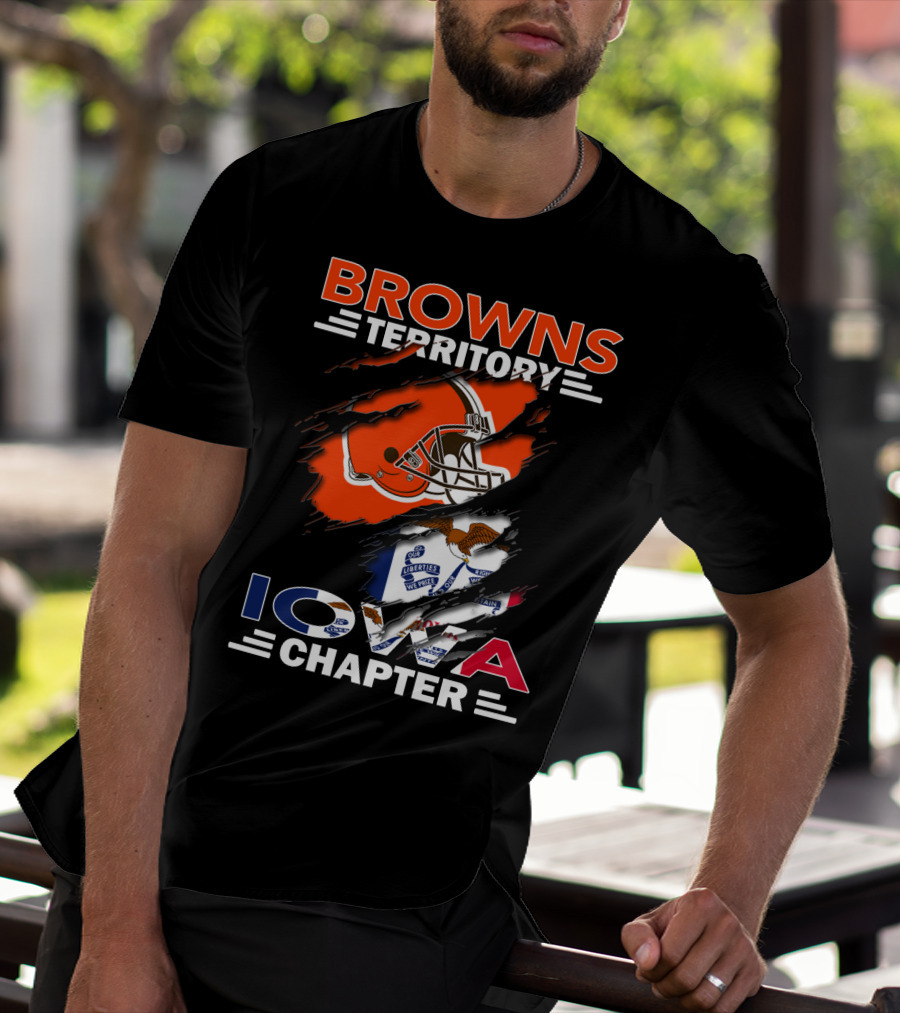 Browns Territory Iowa Chapter Helmet And Flag T-Shirt