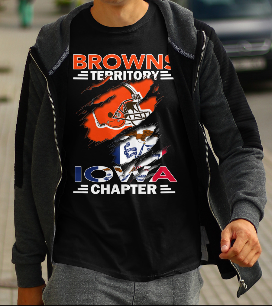 Browns Territory Iowa Chapter Helmet And Flag T-Shirt