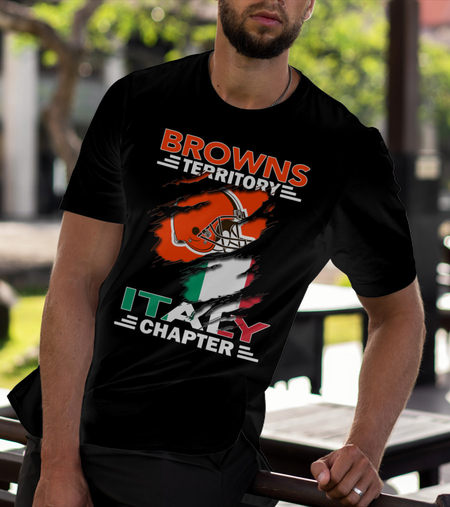 Browns Territory Italy Chapter Cleveland Football Helmet And Italian Flag T-Shirt