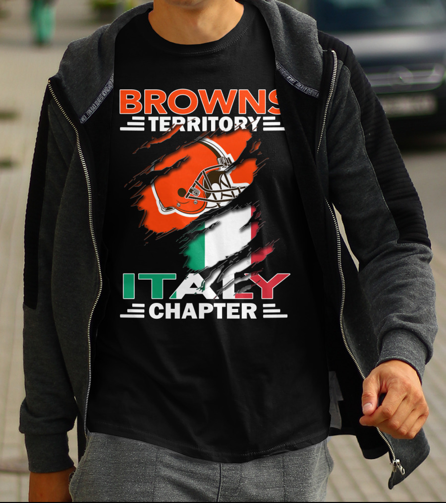 Browns Territory Italy Chapter Cleveland Football Helmet And Italian Flag T-Shirt