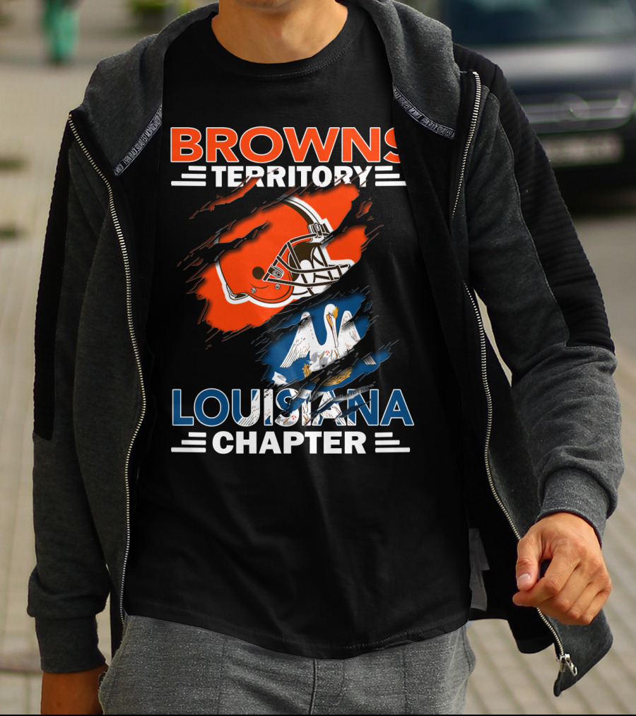 Browns Territory Louisiana Chapter Football Helmet State Flag T-Shirt