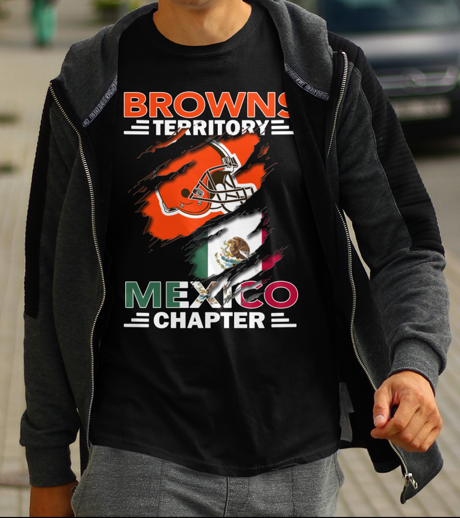 Browns Territory Mexico Chapter Cleveland Football Helmet Mexican Flag T-Shirt