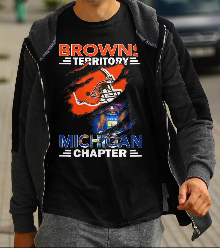 Browns Territory Michigan Chapter Helmet And State Emblem T-Shirt