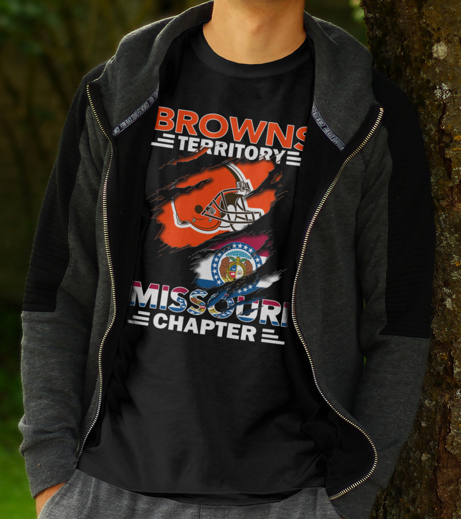 Browns Territory Missouri Chapter Helmet And State Flag T-Shirt