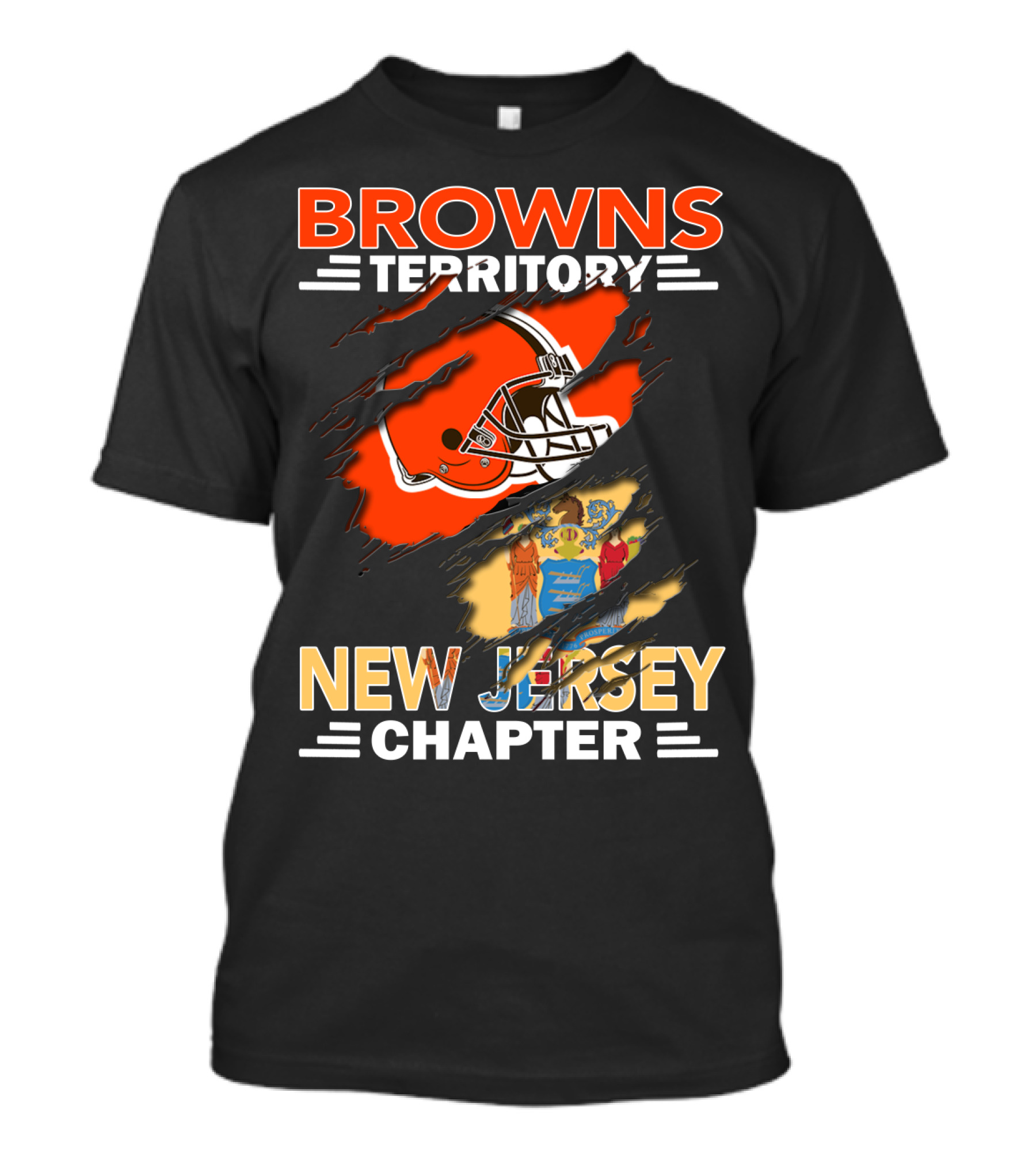 Browns Territory Football Helmet New Jersey Chapter State Flag T-Shirt