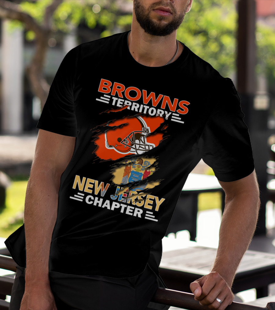 Browns Territory Football Helmet New Jersey Chapter State Flag T-Shirt