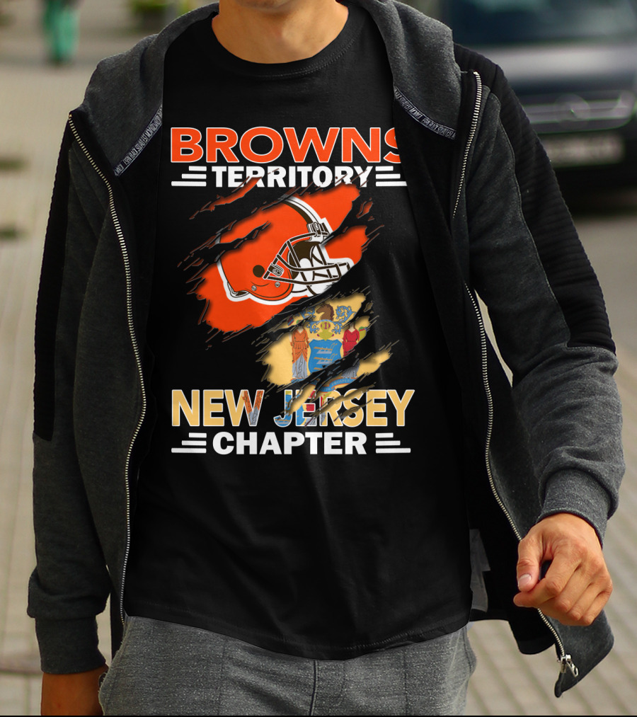 Browns Territory Football Helmet New Jersey Chapter State Flag T-Shirt