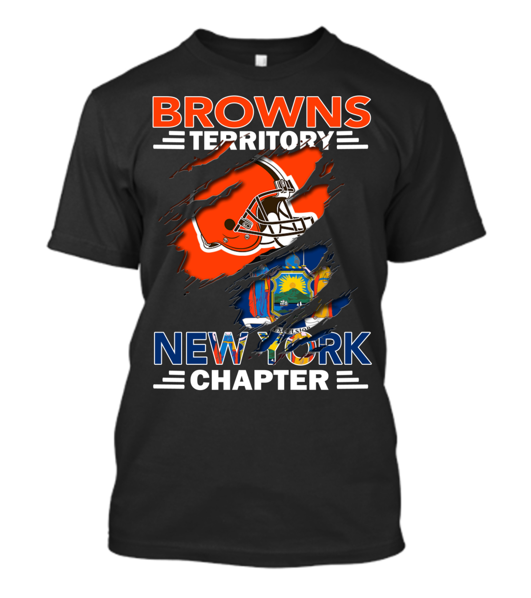 Browns Territory New York Chapter Cleveland Helmet State Flag Fusion T-Shirt