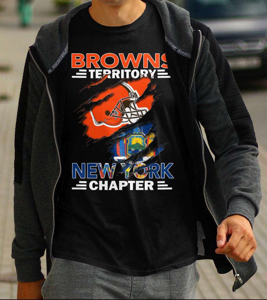 Browns Territory New York Chapter Cleveland Helmet State Flag Fusion T-Shirt