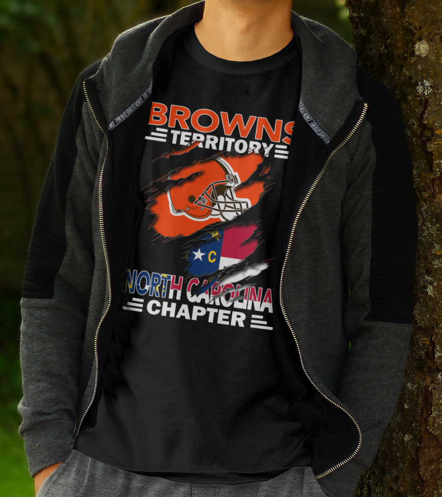 Browns Territory North Carolina Chapter Helmet And Flag T-Shirt