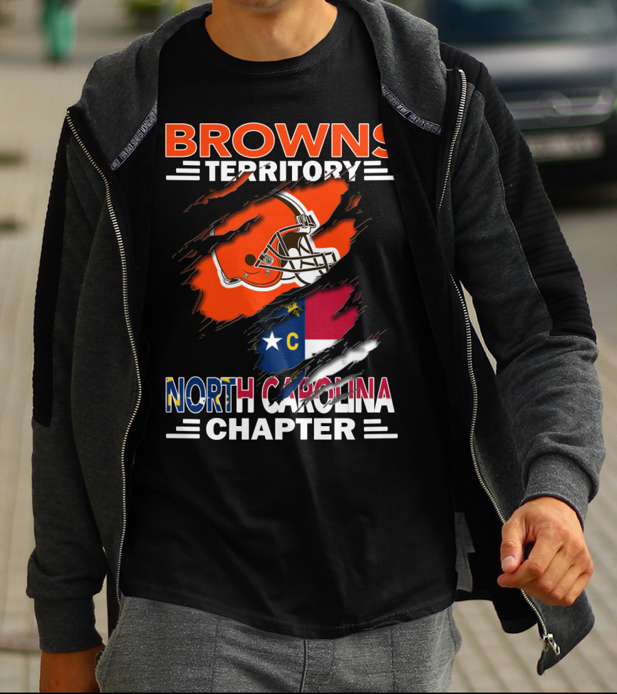 Browns Territory North Carolina Chapter Helmet And Flag T-Shirt